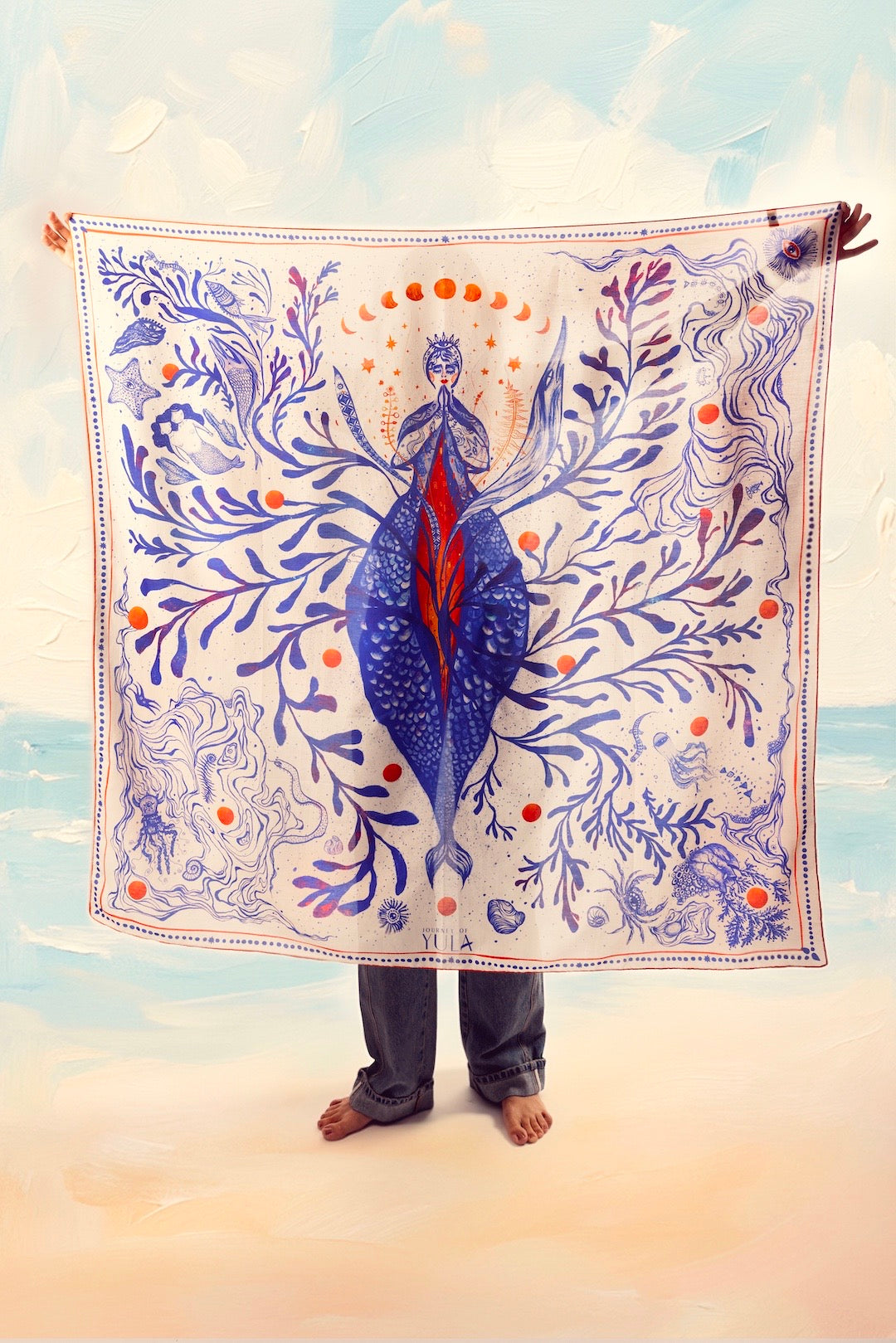İpek-Pamuk Şal - Goddess of Genesis | Journey of Yula | 140 cm