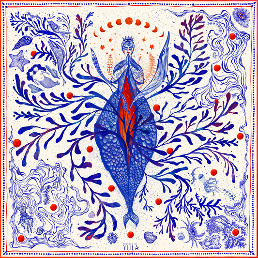 İpek Twill Fular - Goddess of Genesis %100 Saf İpek | Journey of Yula | 64 cm