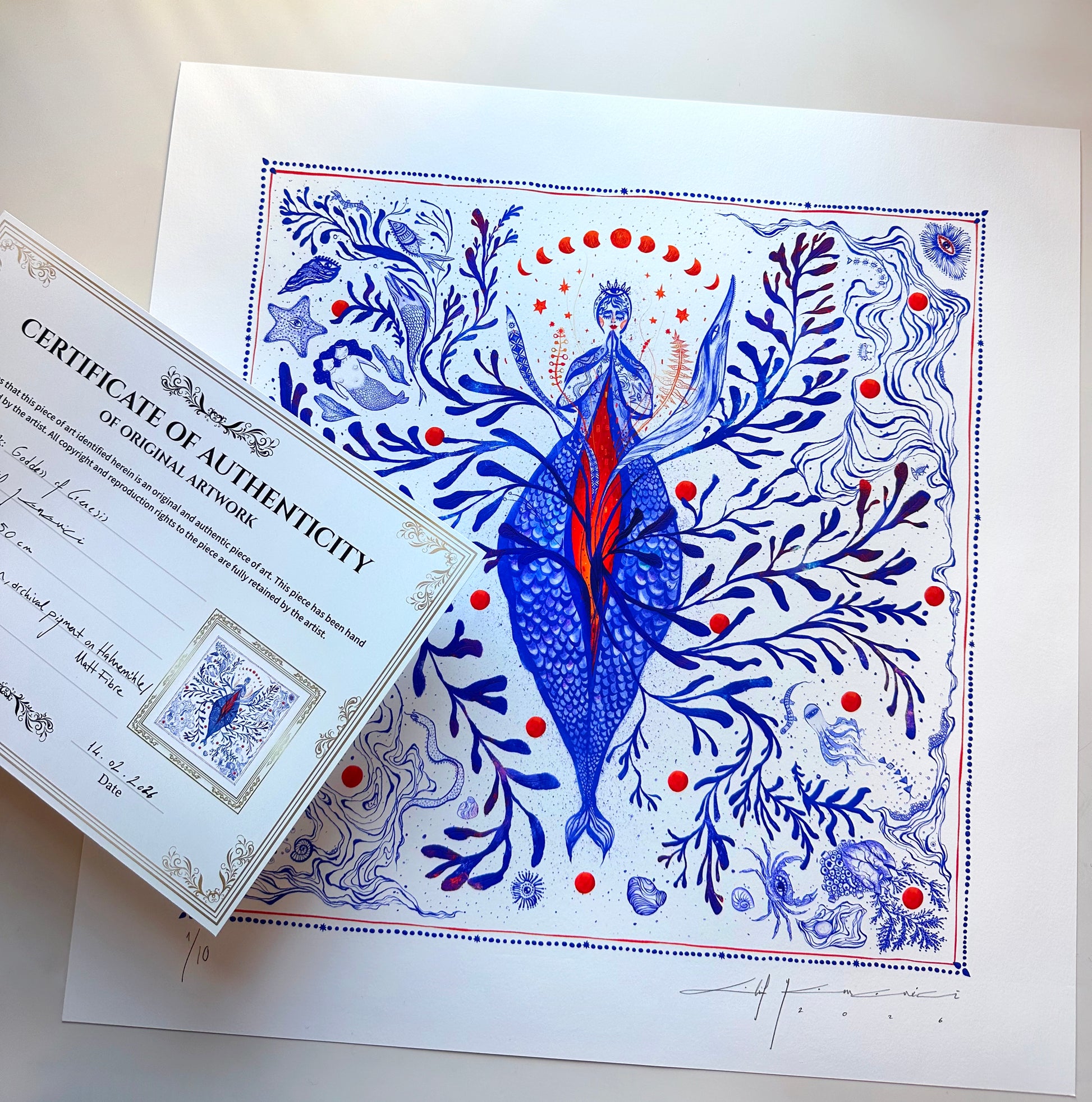 Limited edition "Goddess of Genesis" fine art print with its official Certificate of Authenticity and artist's signature.
