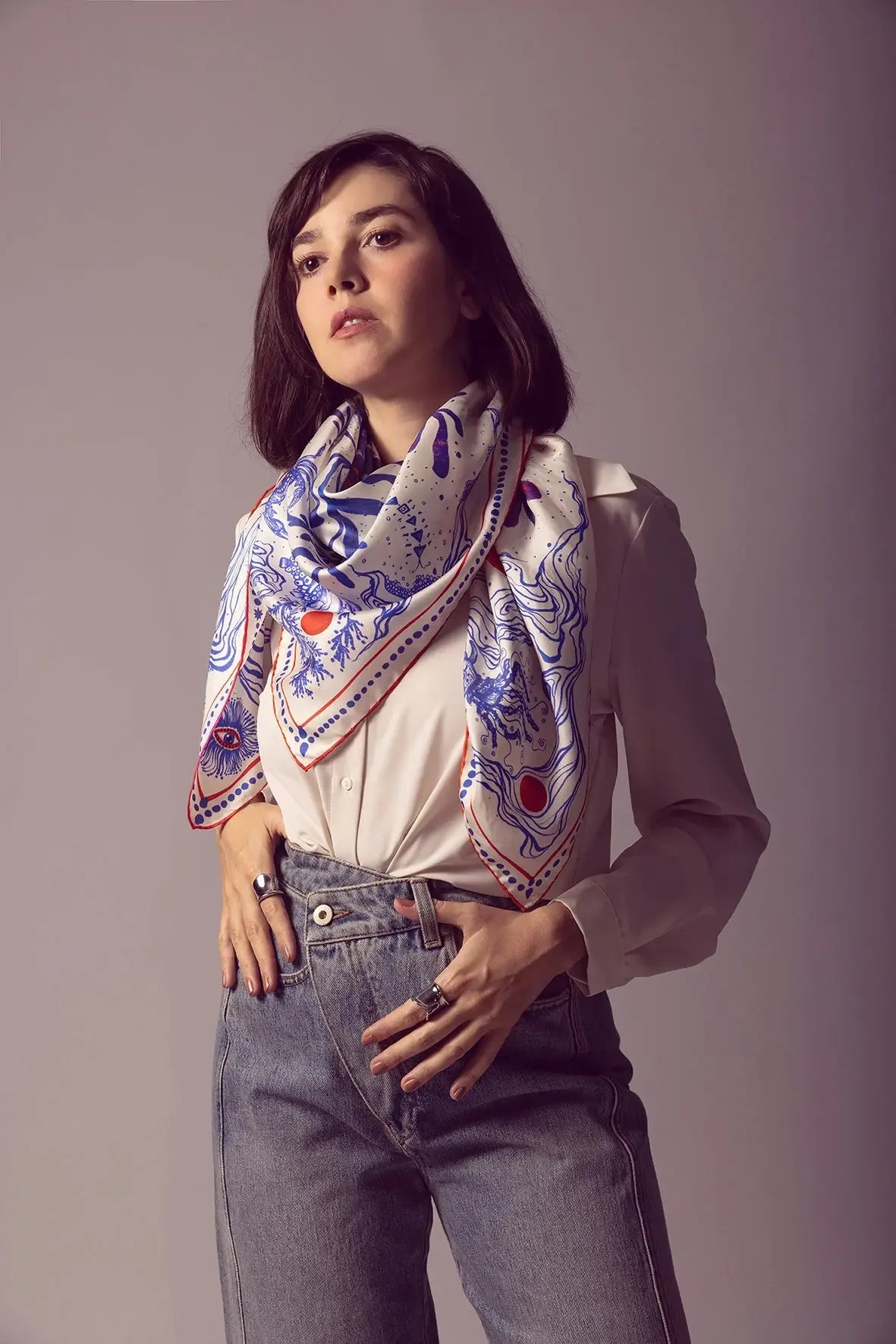 İpek Twill Fular - Goddess of Genesis %100 Saf İpek | Journey of Yula - Journey of Yula- boyunda fular