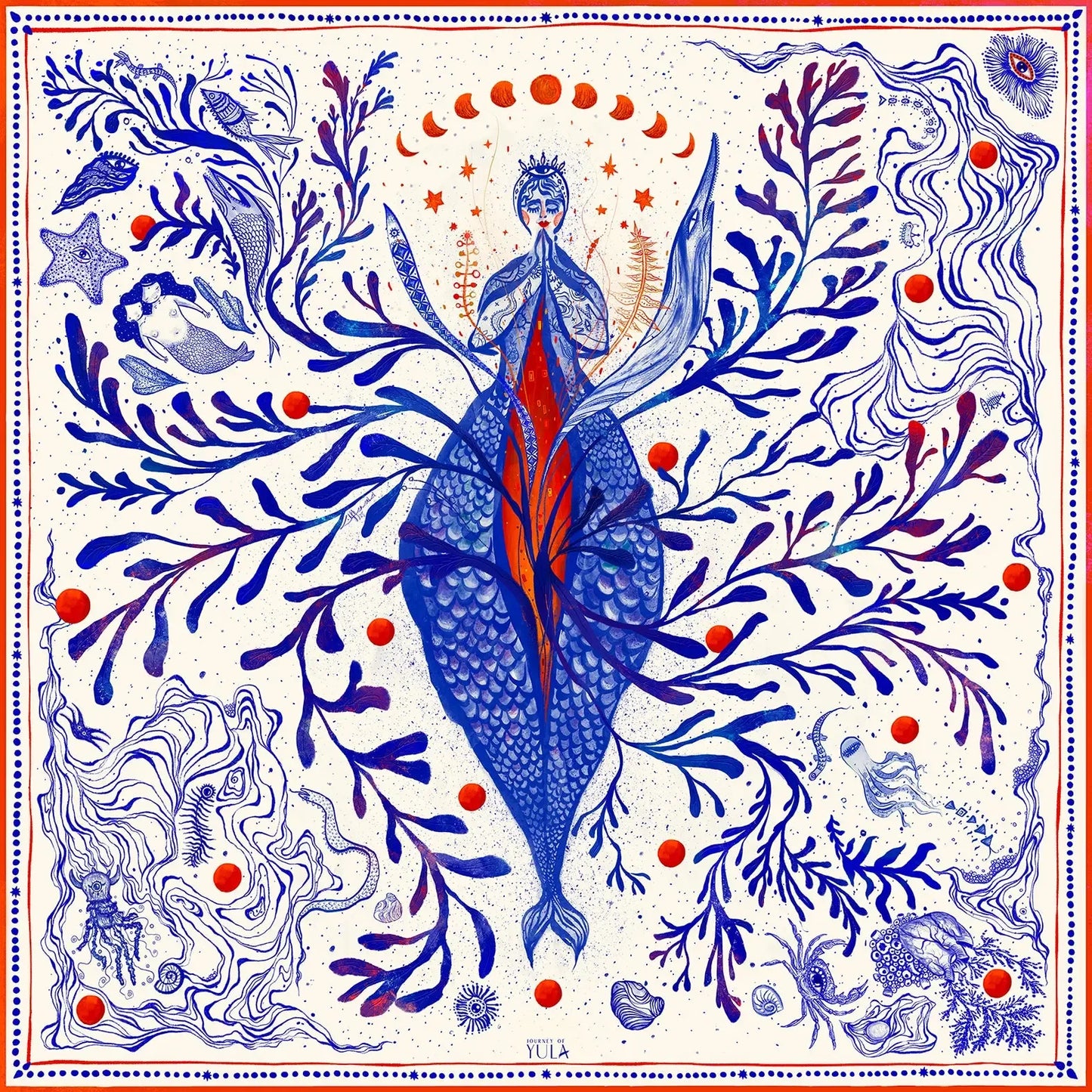 İpek Twill Fular - Goddess of Genesis %100 Saf İpek | Journey of Yula - Journey of Yula