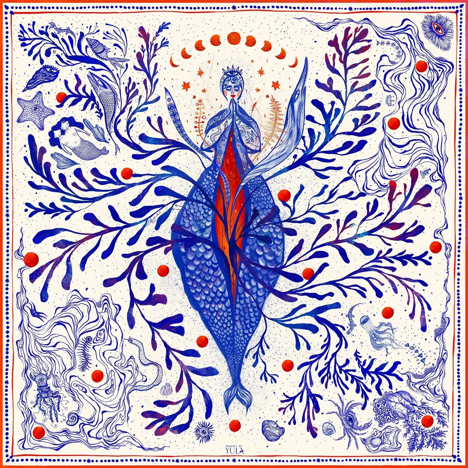 İpek Twill Fular - Goddess of Genesis %100 Saf İpek | Journey of Yula - Journey of Yula