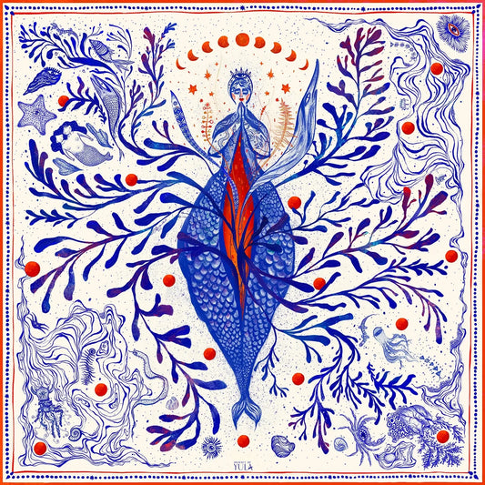 İpek Twill Fular - Goddess of Genesis %100 Saf İpek | Journey of Yula - Journey of Yula